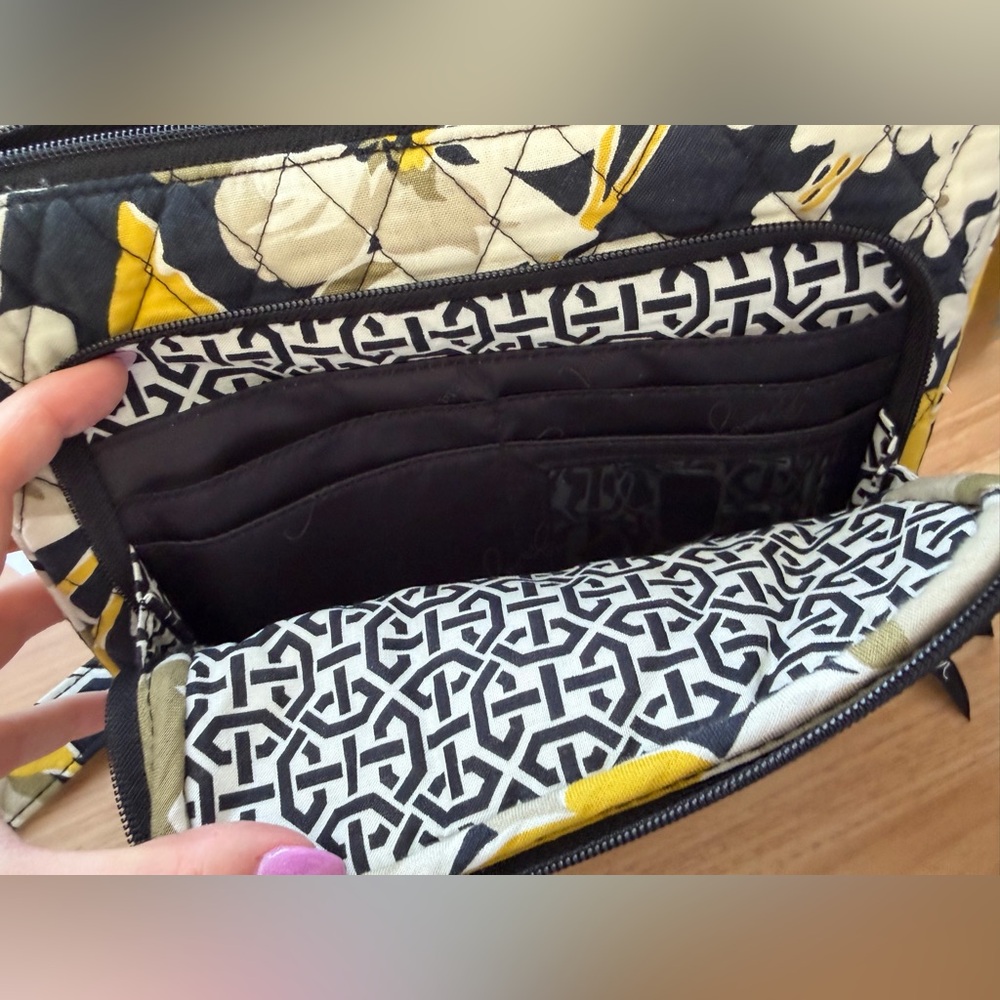 Vera Bradley Floral Crossbody Bag - Yellow & Black, Adjustable Strap - Picture 7 of 16